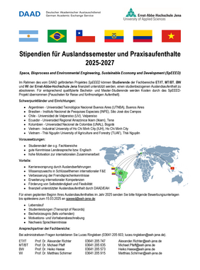 Ausschreibung DAAD-Stipendien 2025 (Projekt: SpEEED)