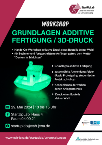 Beschreibung zum Workshop: Grundlagen Additive Fertigung / 3D-Druck